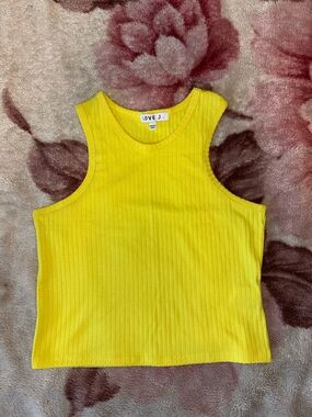 love J Bright Yellow Ribbed Women’s Tank Top